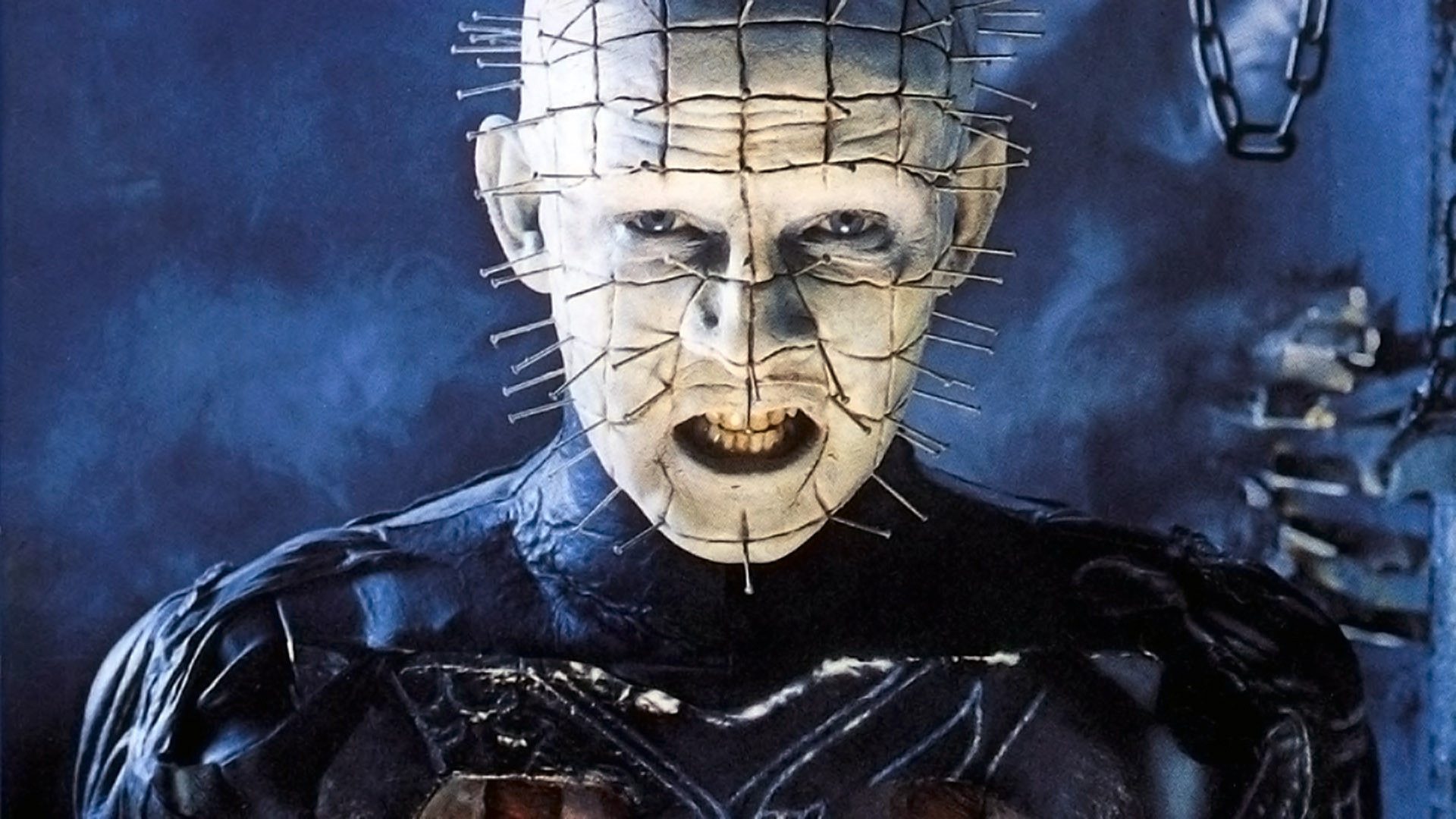Pinhead, the ghastly white, nail-faced leader of the demonic Cenobites.