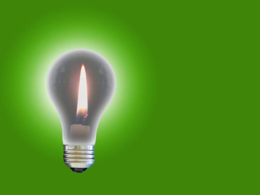 Light bulb with flame