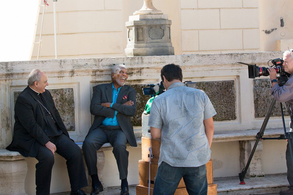 The Story of God with Morgan Freeman filming in Italy.??(Photo credit: National Geographic Channels)