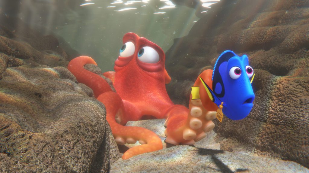 FINDING DORY ? When Dory finds herself in the Marine Life Institute, a rehabilitation center and aquarium, Hank?a cantankerous octopus?is the first to greet her. Featuring Ed O'Neill as the voice of Hank and Ellen DeGeneres as the voice of Dory, "Finding Dory" opens on June 17, 2016. ?2016 Disney?Pixar. All Rights Reserved.